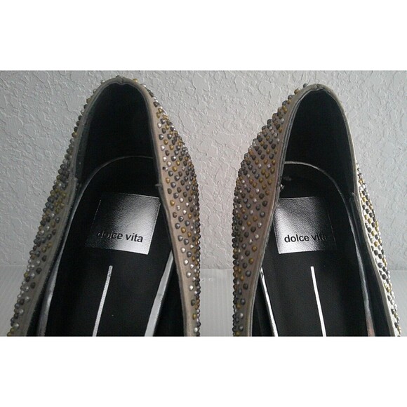 Dolce Vita Brenna Mixed Metal Studded Taupe Leather Platform Pump Heel Size 10M - Picture 2 of 8